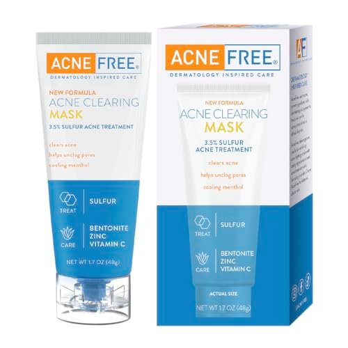 AcneFree Acne Clearing Mask, 3.5% Sulfur Acne Treatment,...