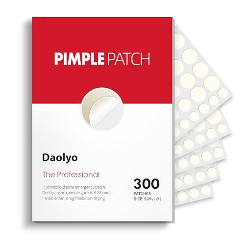 Daolyo Pimple Patches for Face, 4 Size 300 Counts Acne...