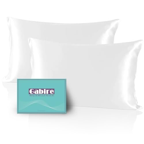 Gabire Mulberry Silk Pillow Cases Set of 2, Both Sides...
