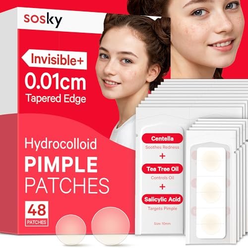Sosky Pimple Patches for Face, Invisible Hydrocolloid Acne...