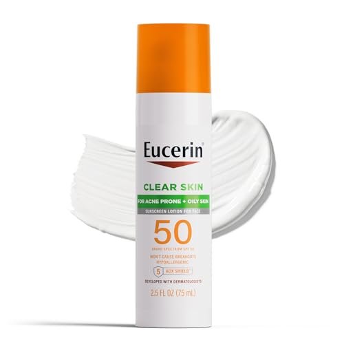Eucerin Sun Clear Skin Face Sunscreen Lotion SPF 50 for...