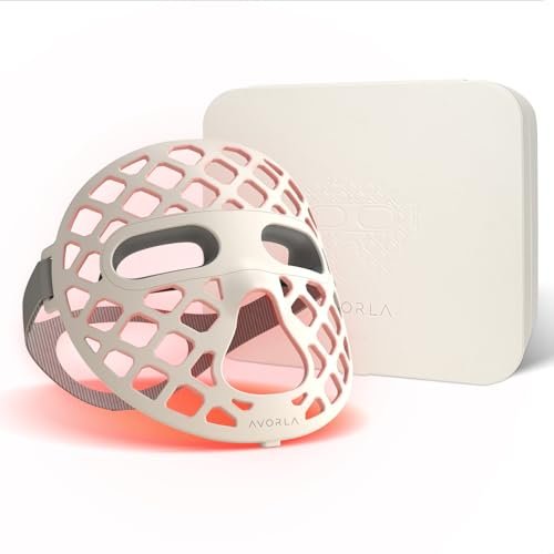 Avorla LED Face Mask Light Therapy, 4 Modes Portable Red