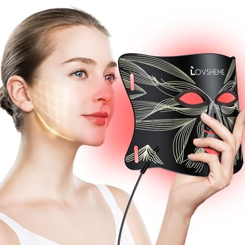 Lovsheme Red Light Therapy for Face, LED Mask for Wrinkles.