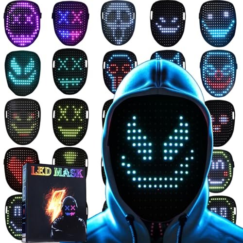 JDBMAOYE Led Mask, Lighted Up Mask with Gesture Sensing