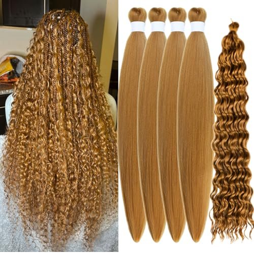 Honey Blonde Braiding Hair Pre stretched for Knotless Boho...
