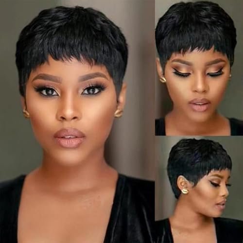 OYM HAIR Short Human Hair Wigs for Black Women Pixie