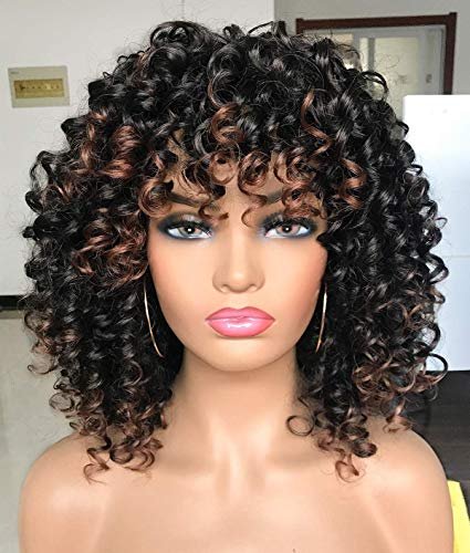 GEMBON Curly Afro Wigs for Black Women with Bangs