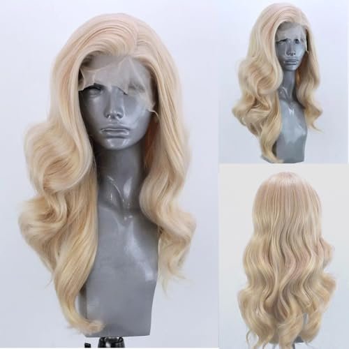 ELESTY Long Wavy Blonde Hair Synthetic Lace Front Wigs