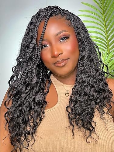 MS.FEEL Short Boho Braided Wig Full Lace Knotless Box Braid
