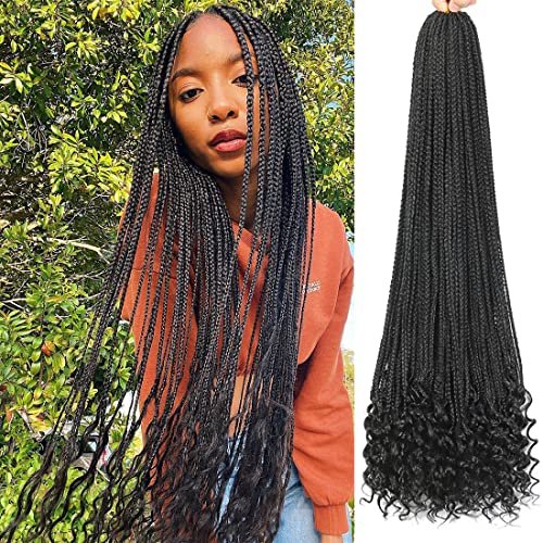 144 Strands Goddess Crochet Box Braids with Curly Ends