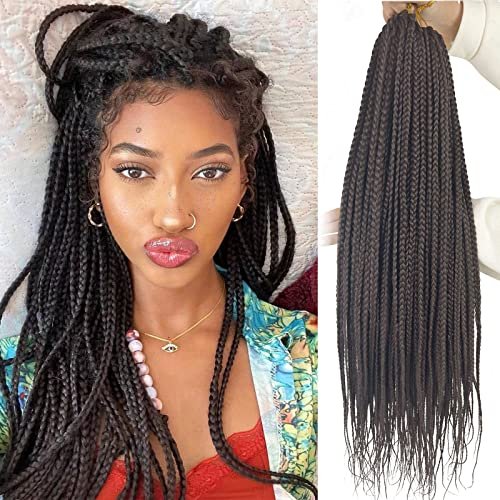 Dark Brown Box Braids Crochet Hair 20 Inch Pre-looped