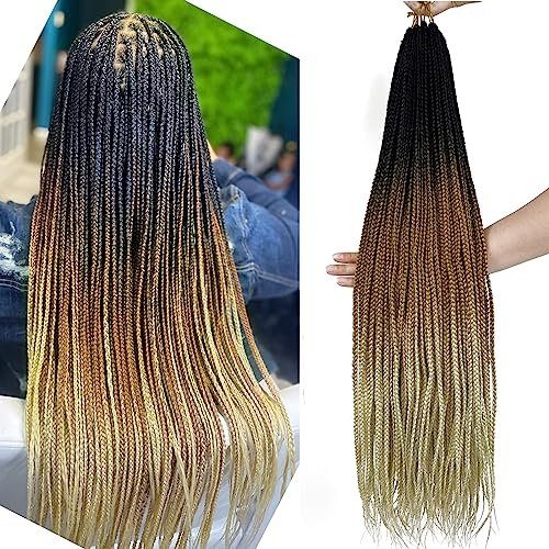 Ombre Blonde Crochet Box Braids Pre Looped Chicmoi 24 Inch