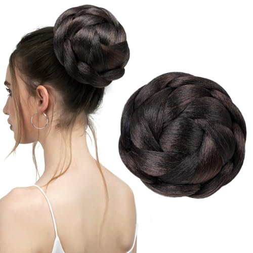 KALLORY Braid Hair Bun Human Hair Bun Extension for Women
