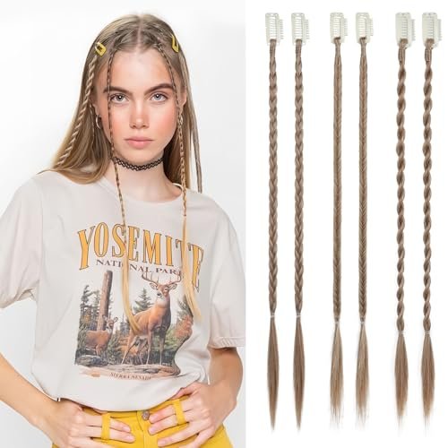 REECHO 6PCS Clip in Braid Hair Extensions for Women