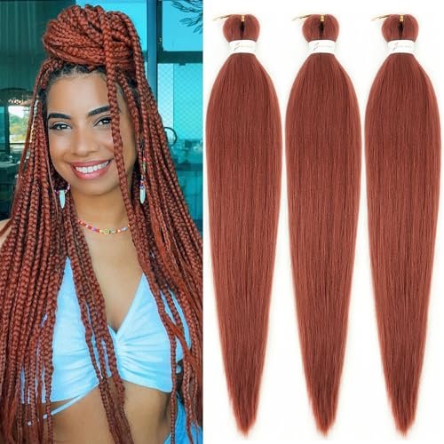 Ginger Braiding Hair Pre stretched 30 Inch 3 Packs 350#
