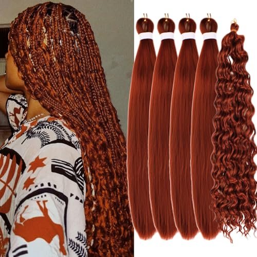 Ginger Braiding Hair Pre stretched 350 Boho Curly Braids