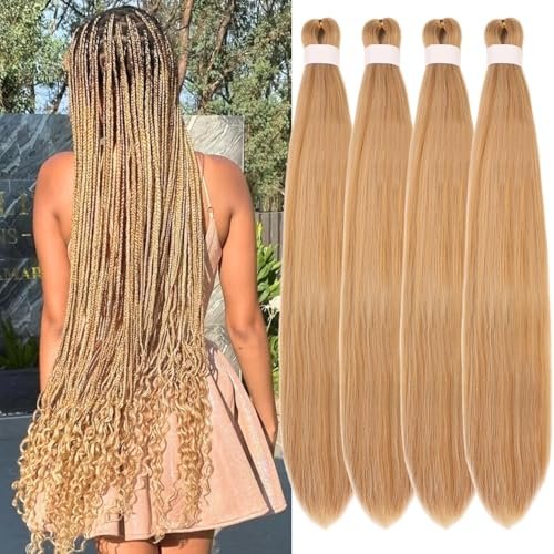 Honey Blonde Braiding Hair Pre Stretched Hypoallergenic...
