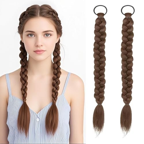 Braided Ponytail Hair Extensions Clip-in 2Pcs Set Light...