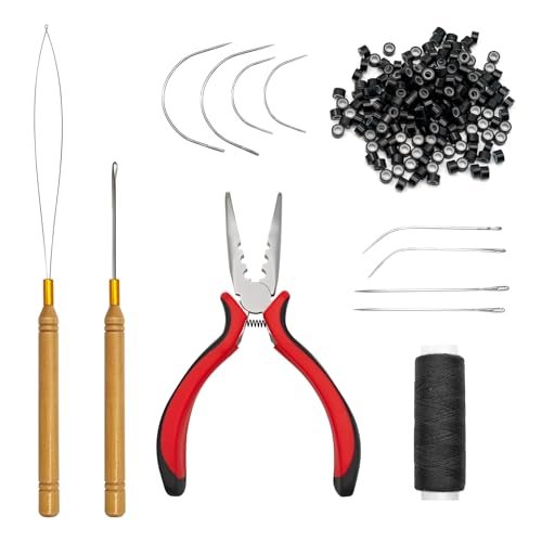Hair Extension Tool Kit with 200 Silicone Beads and Pliers