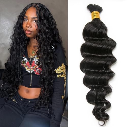 YWIGS Loose Deep Wave Boho Human Hair Bulk for Braiding