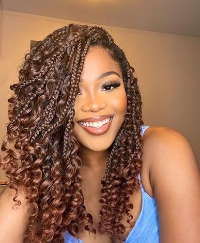 MS.FEEL Short Boho Braided Wig Full Lace Human Hair Blended