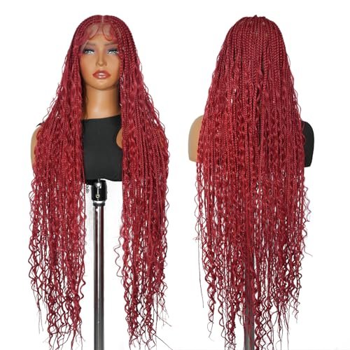 SUPERNOVA 36 Inch Long Wavy Full Lace Box Braided Wig