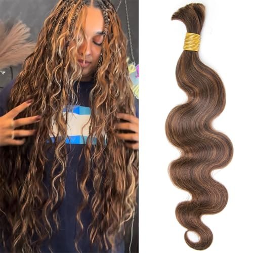 YWIGS Bulk Human Hair for Braiding Body Wave Blend 18inch