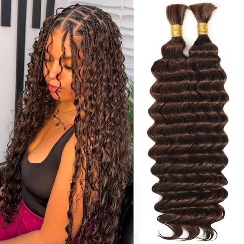 Boho Hair For Braiding Deep Wave Human Bulk Braiding Hair