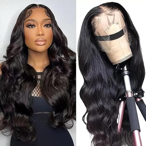 HANSAMU Body Wave Lace Front Human Hair Glueless Wigs
