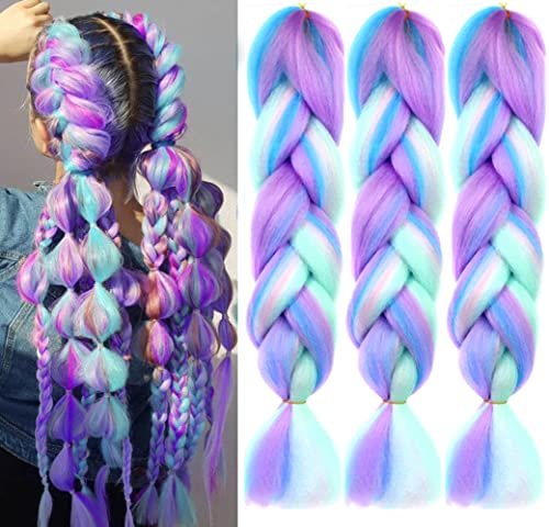 Ombre 4 Colors Mix Braiding Hair 3pcs 24 Inch Extensions