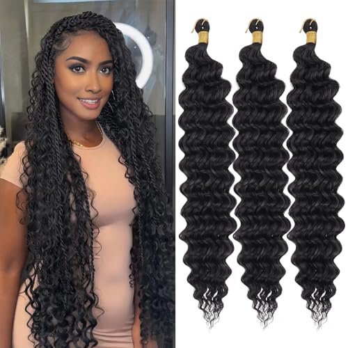 ZRQ Deep Wave Crochet Hair Natural Black 18 Inch Curly