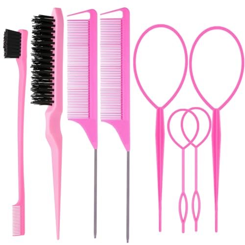 ZVOREI 8Pcs Hair Brushes Set with 4Pcs Topsy Tail Tools