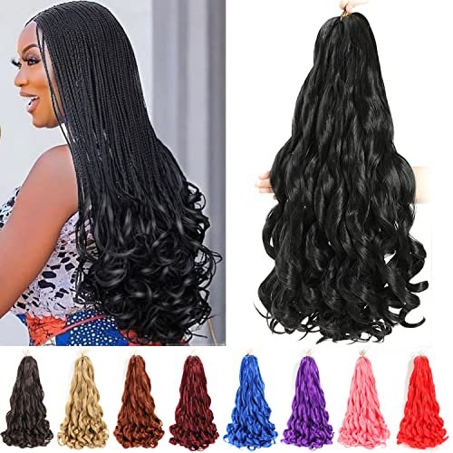 French Curly Braiding Hair 24 Inch 8 Packs Black