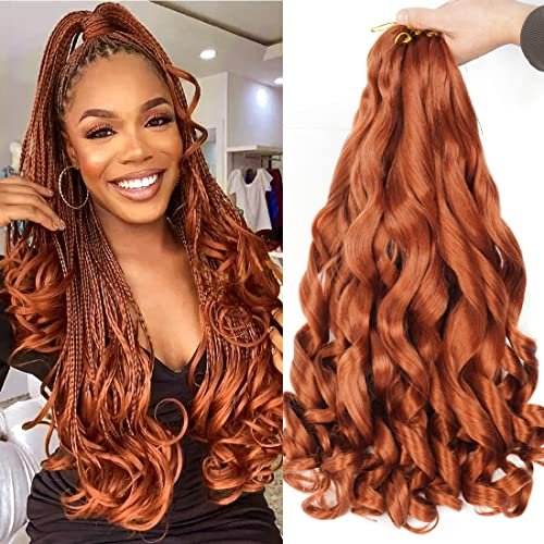WIPPORYA Ginger French Curl Braiding Hair 24 Inch Pre...