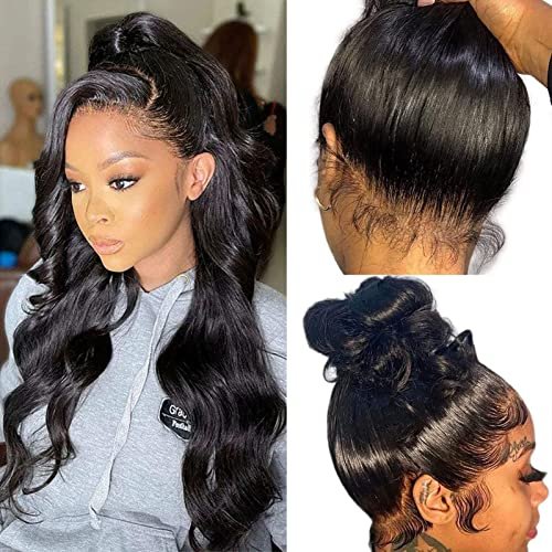 HUWOKS 360 Body Wave Lace Front Wigs Human Hair