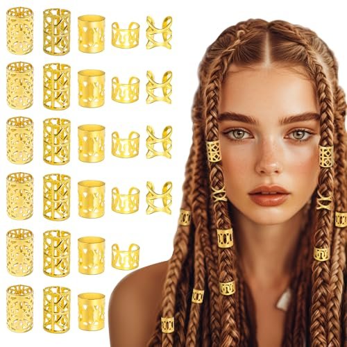 TLAZZ 100PCS Gold Hair Jewelry for Braids and Dreadlocks