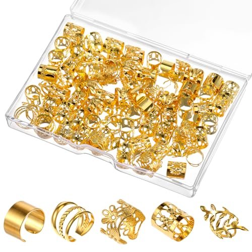 100 Pcs Gold Dreadlock Beads Locs Accessories, Adjustable...