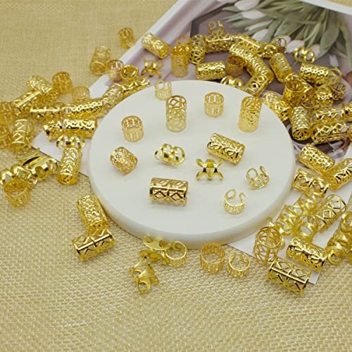 LEILEIXI 100 PCS Gold Dreadlock Locs Accessories for Braids