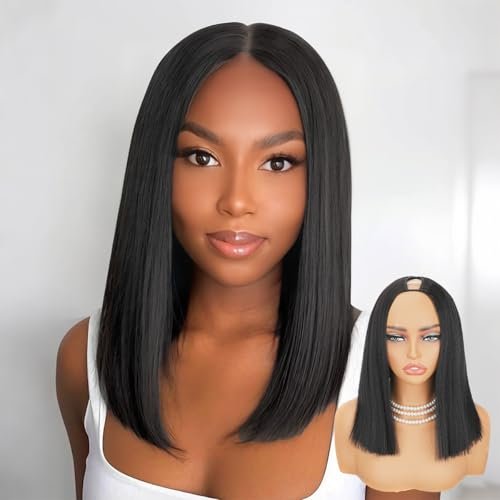 Ainmeys v Part bob Wigs Brazilian Yaki Straight Human Hair