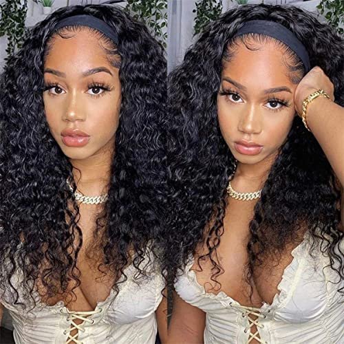 ISEE Hair Headband Human Hair Wigs 180% Density Water Wave