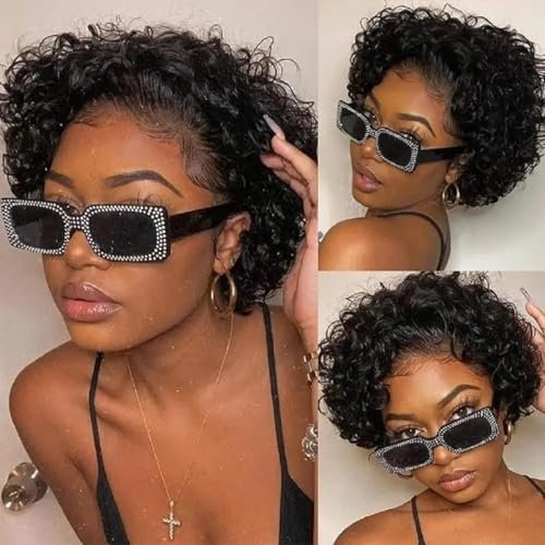 Mscathy Afro Curly Wig with Bangs Human Hair for Women