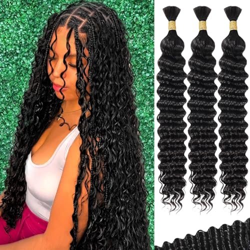 AKONSOUL 22 Inch Human Braiding Hair for Deep Wave Braids