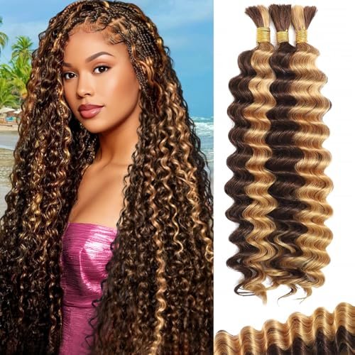 FONFUNY Human Braiding Hair for Boho Braids Deep Wave...