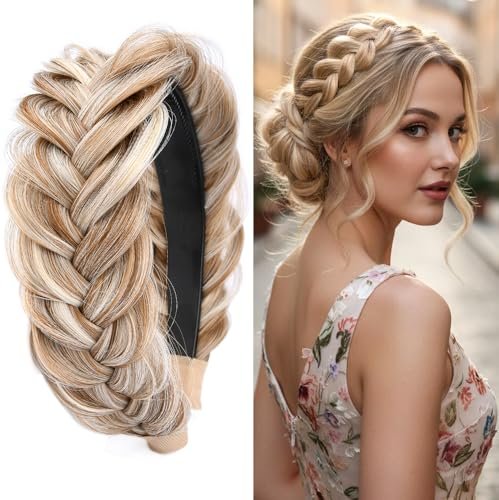 DIGUAN Wide Messy Braided Headband With Teeth for Women