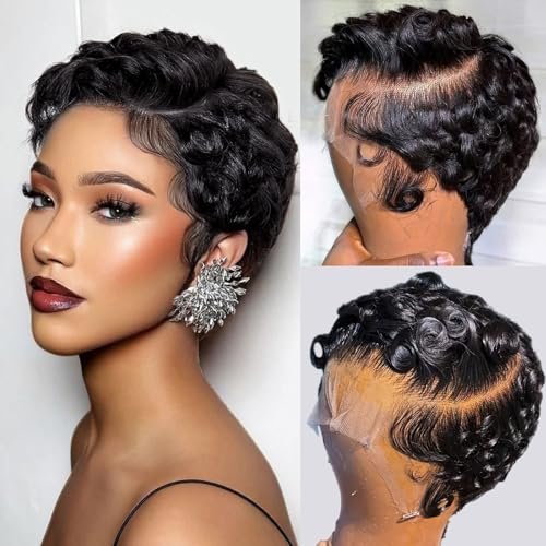 Short Curly Pixie Cut 13x4 Lace Front Human Hair Wig