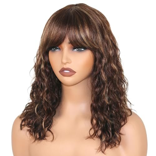 ManeMajesty 16 Inch Body Wave Wig with Highlights and Bangs