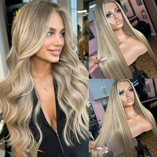 Highlight Ombre Ash Blonde Lace Front Wig 13x4 Human Hair