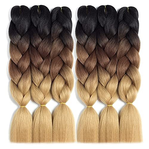RN BEAUTY Ombre Braiding Hair 6 Packs 24 Inch Synthetic