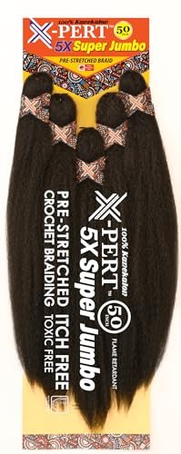 X-PERT 5X SUPER JUMBO Pre-Stretched ITCH FREE Braiding Hair...