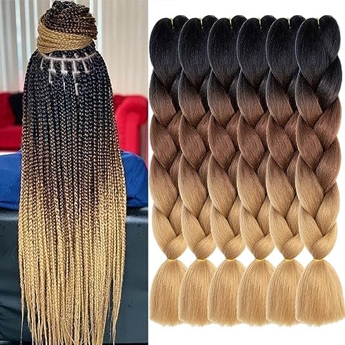 Xtrend 6 Pcs Ombre Jumbo Braiding Hair 24 Inch Extensions